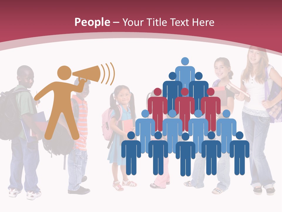 A Group Young School Kids. Diveristy In Education. PowerPoint Template