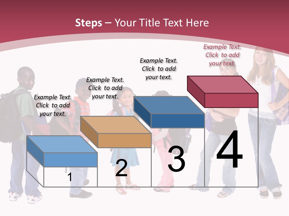 A Group Young School Kids. Diveristy In Education. PowerPoint Template