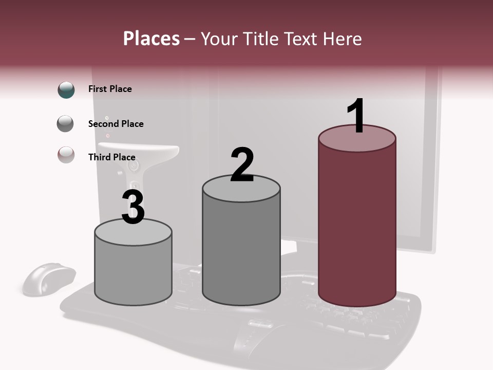 Modern Black Desktop Computer Isolated On A White Background PowerPoint Template