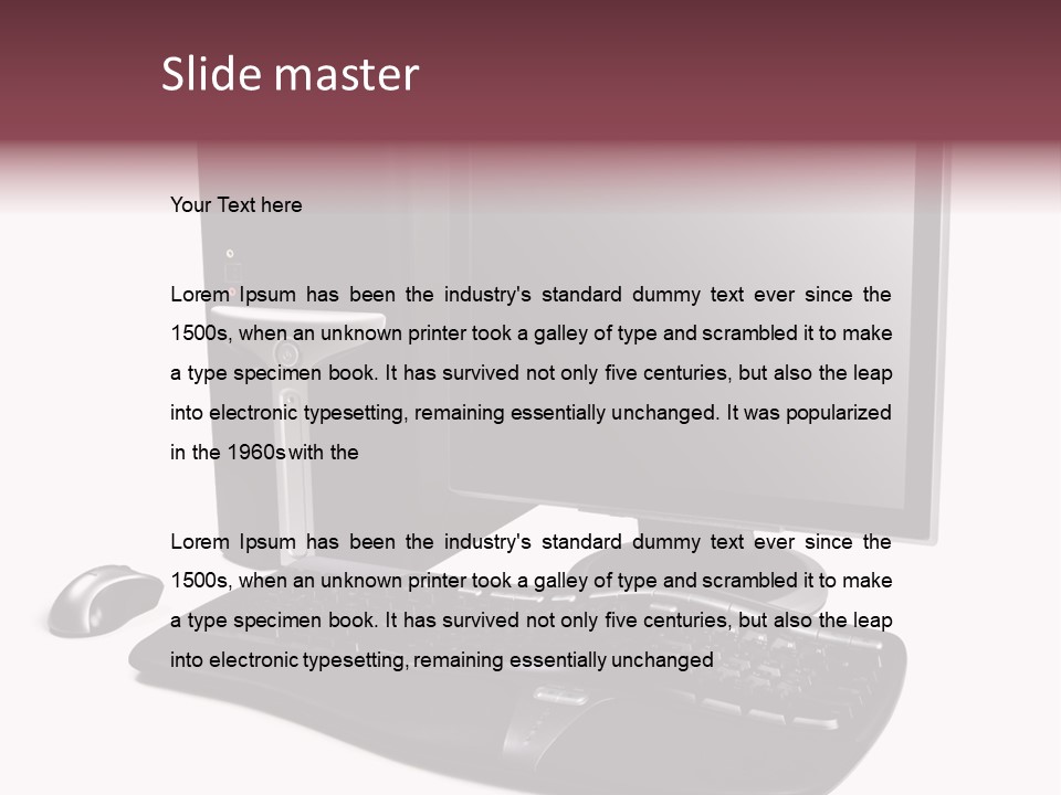 Modern Black Desktop Computer Isolated On A White Background PowerPoint Template