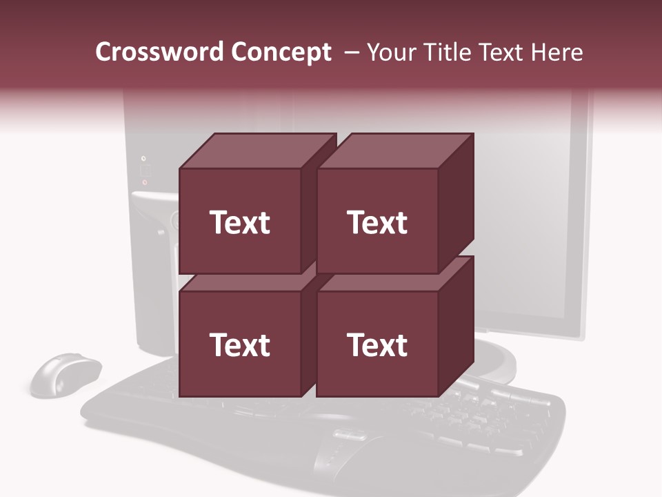 Modern Black Desktop Computer Isolated On A White Background PowerPoint Template