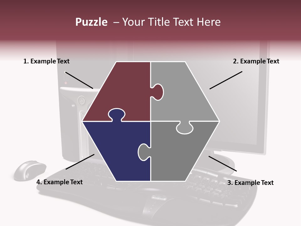 Modern Black Desktop Computer Isolated On A White Background PowerPoint Template