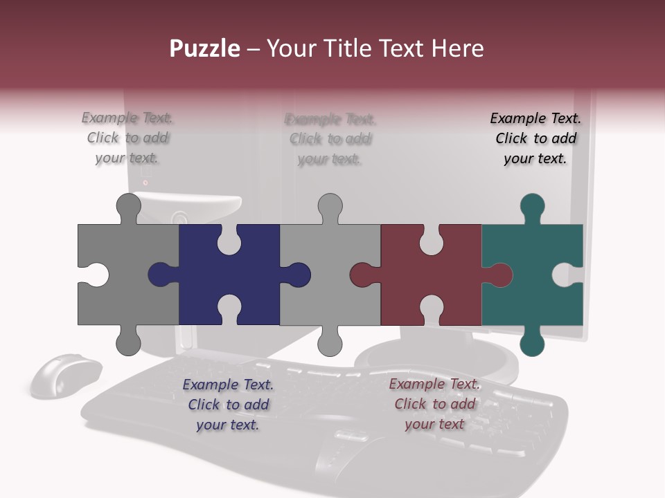 Modern Black Desktop Computer Isolated On A White Background PowerPoint Template