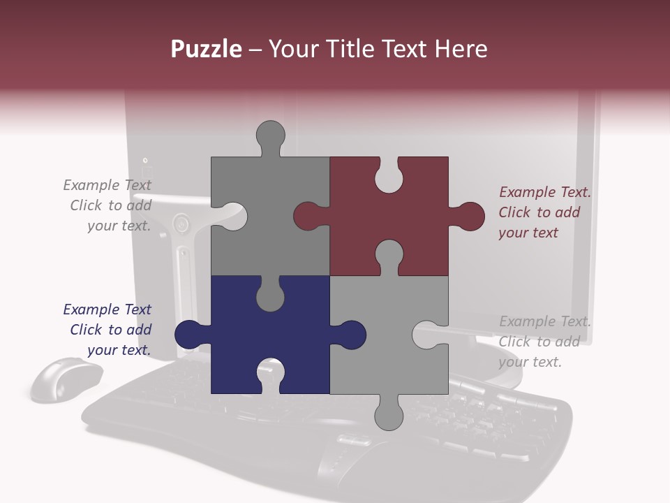 Modern Black Desktop Computer Isolated On A White Background PowerPoint Template