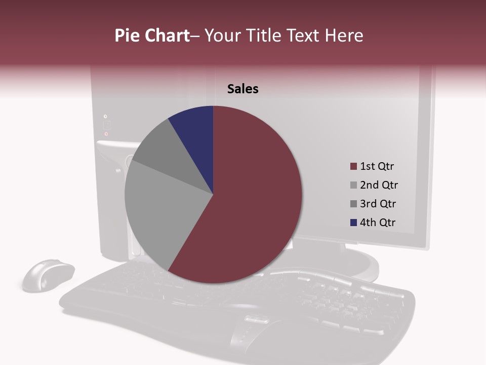 Modern Black Desktop Computer Isolated On A White Background PowerPoint Template