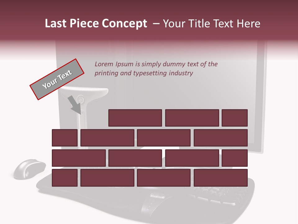 Modern Black Desktop Computer Isolated On A White Background PowerPoint Template