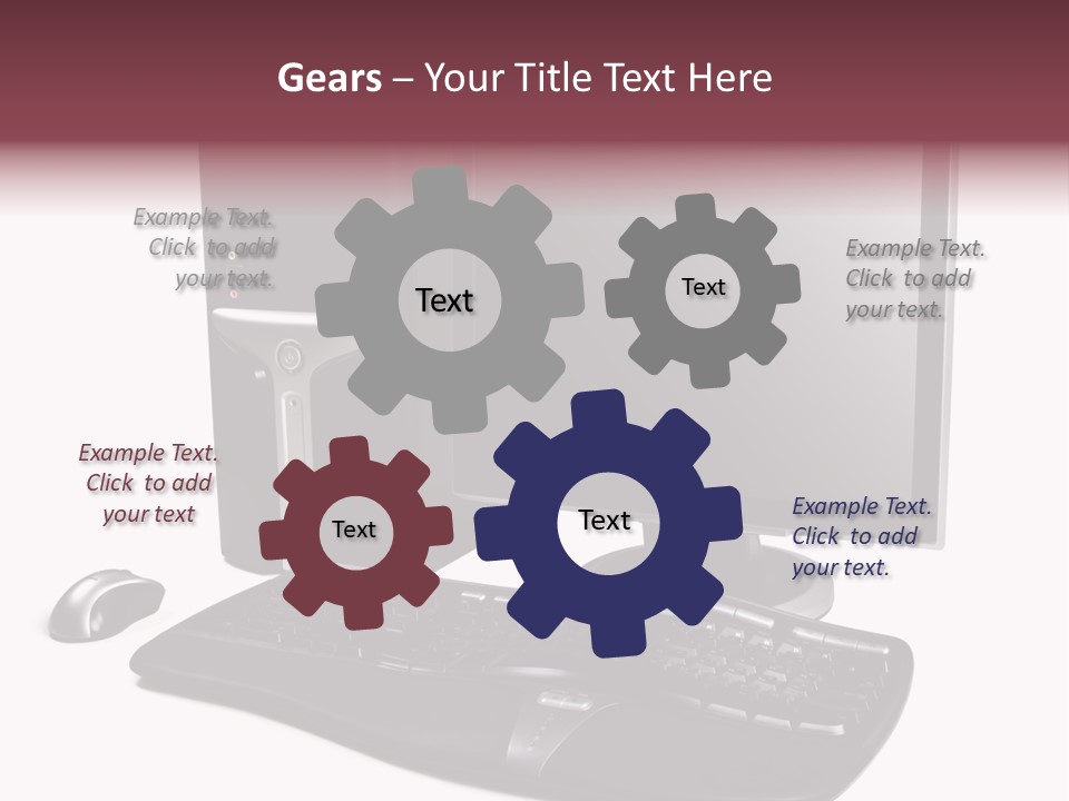 Modern Black Desktop Computer Isolated On A White Background PowerPoint Template