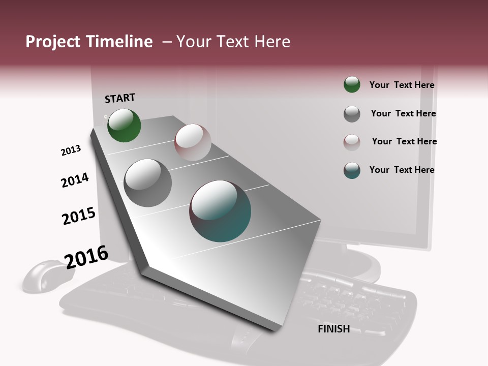 Modern Black Desktop Computer Isolated On A White Background PowerPoint Template