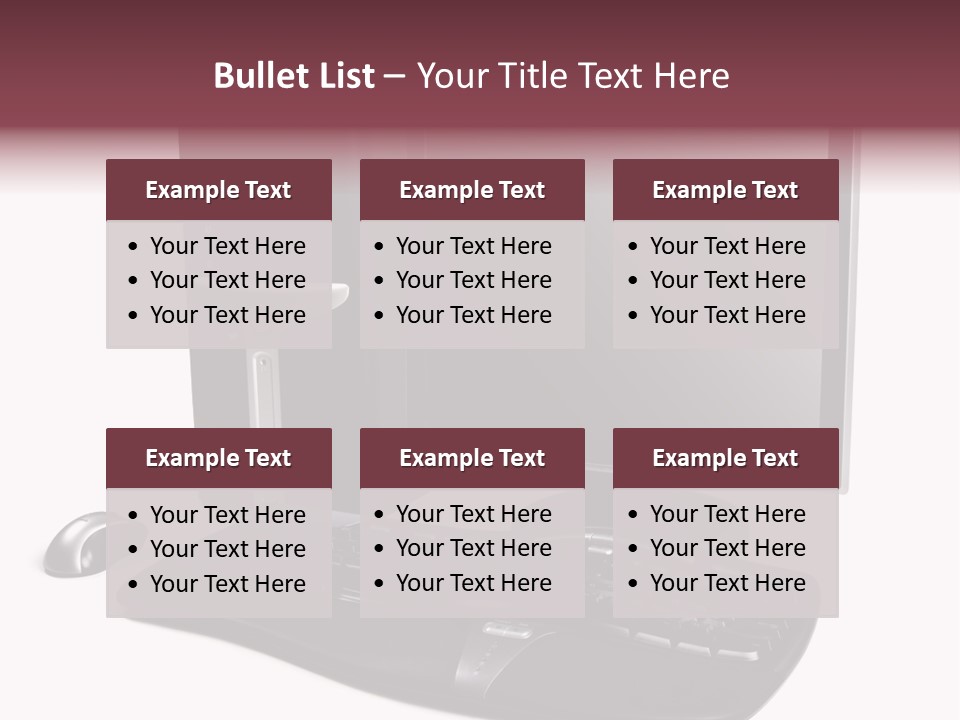 Modern Black Desktop Computer Isolated On A White Background PowerPoint Template