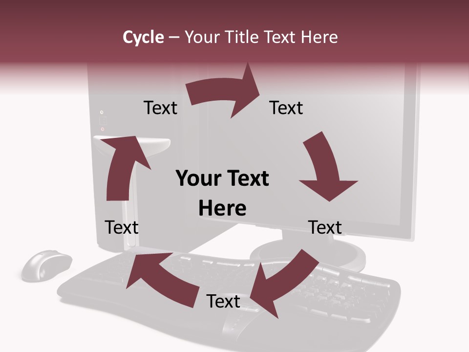 Modern Black Desktop Computer Isolated On A White Background PowerPoint Template