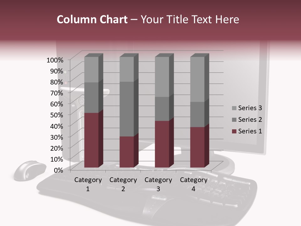 Modern Black Desktop Computer Isolated On A White Background PowerPoint Template