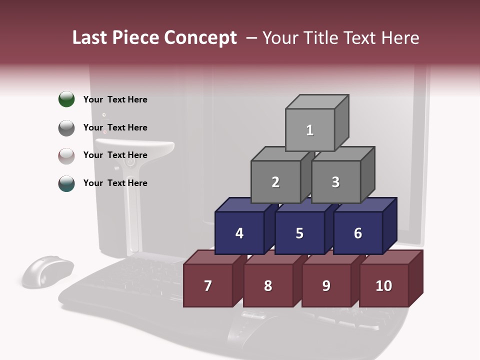 Modern Black Desktop Computer Isolated On A White Background PowerPoint Template