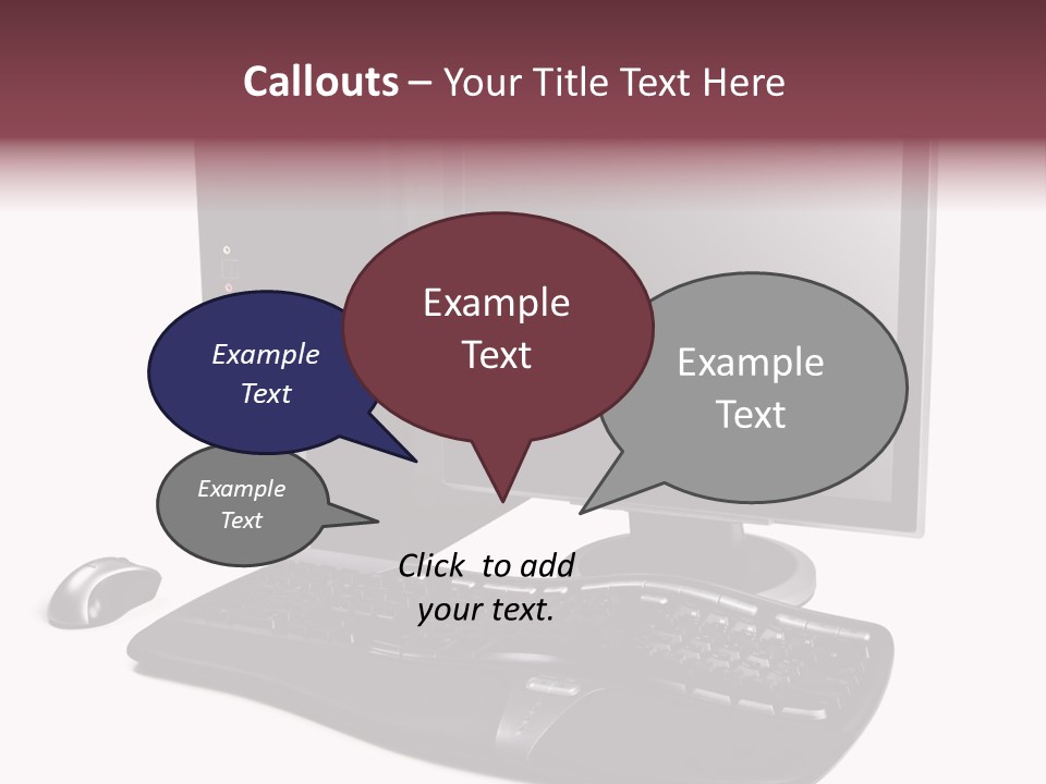 Modern Black Desktop Computer Isolated On A White Background PowerPoint Template