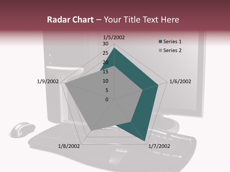 Modern Black Desktop Computer Isolated On A White Background PowerPoint Template