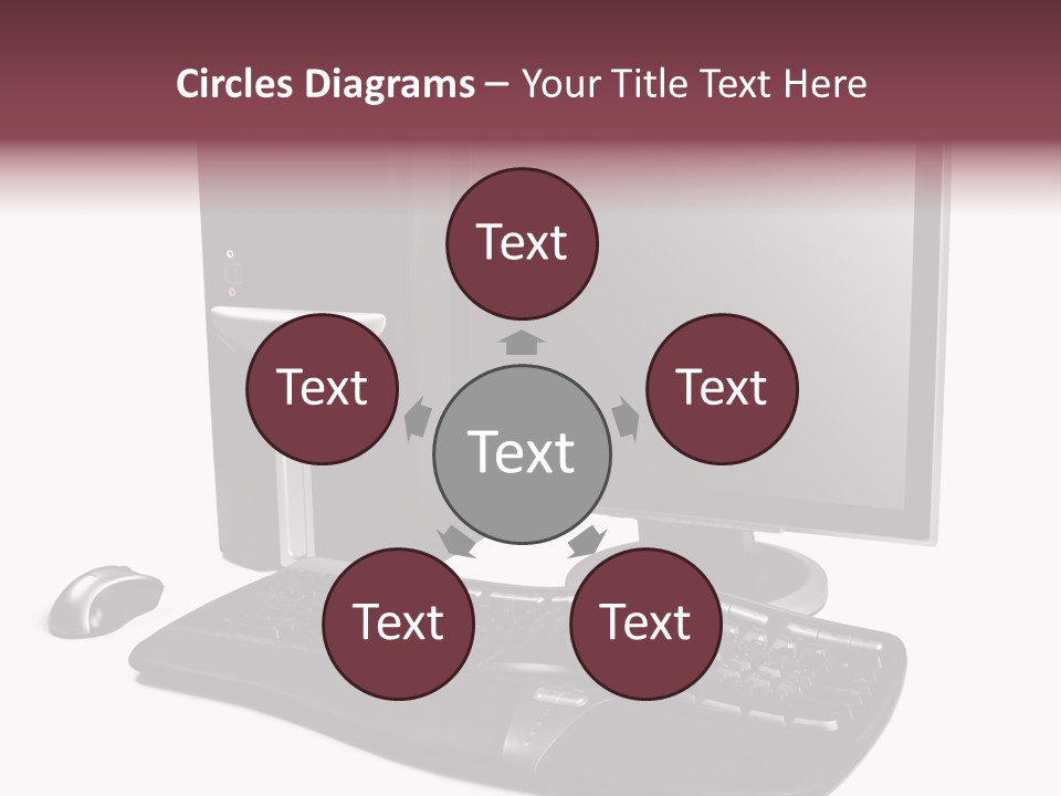 Modern Black Desktop Computer Isolated On A White Background PowerPoint Template