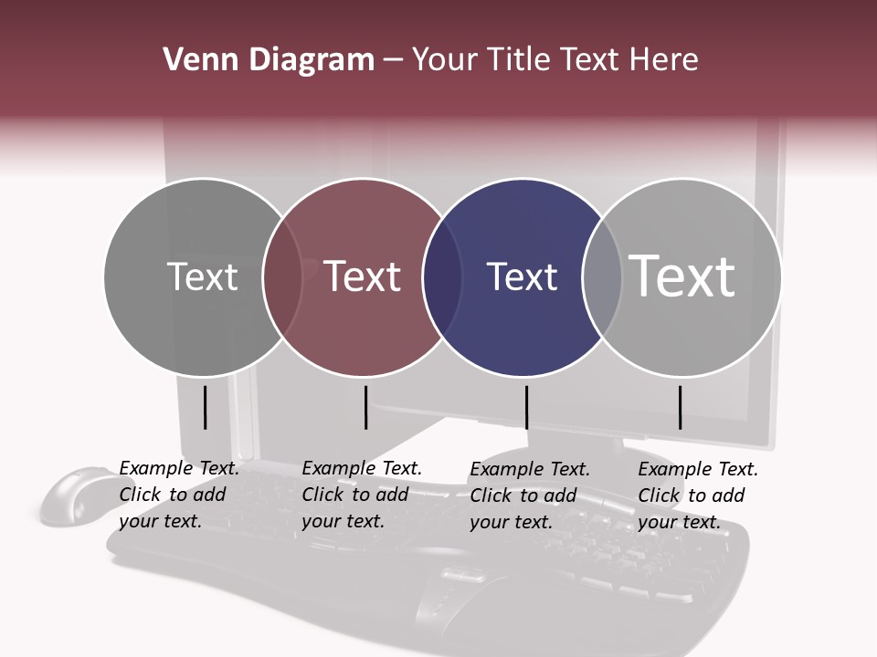 Modern Black Desktop Computer Isolated On A White Background PowerPoint Template