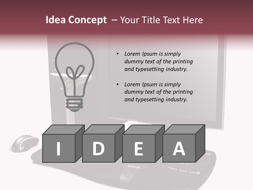 Modern Black Desktop Computer Isolated On A White Background PowerPoint Template