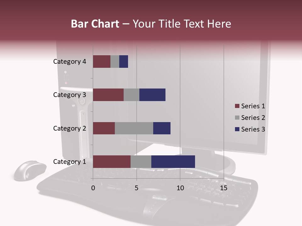 Modern Black Desktop Computer Isolated On A White Background PowerPoint Template
