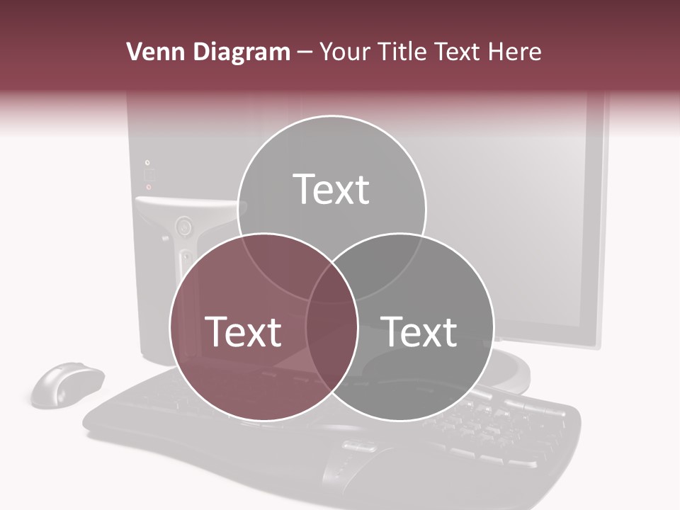 Modern Black Desktop Computer Isolated On A White Background PowerPoint Template