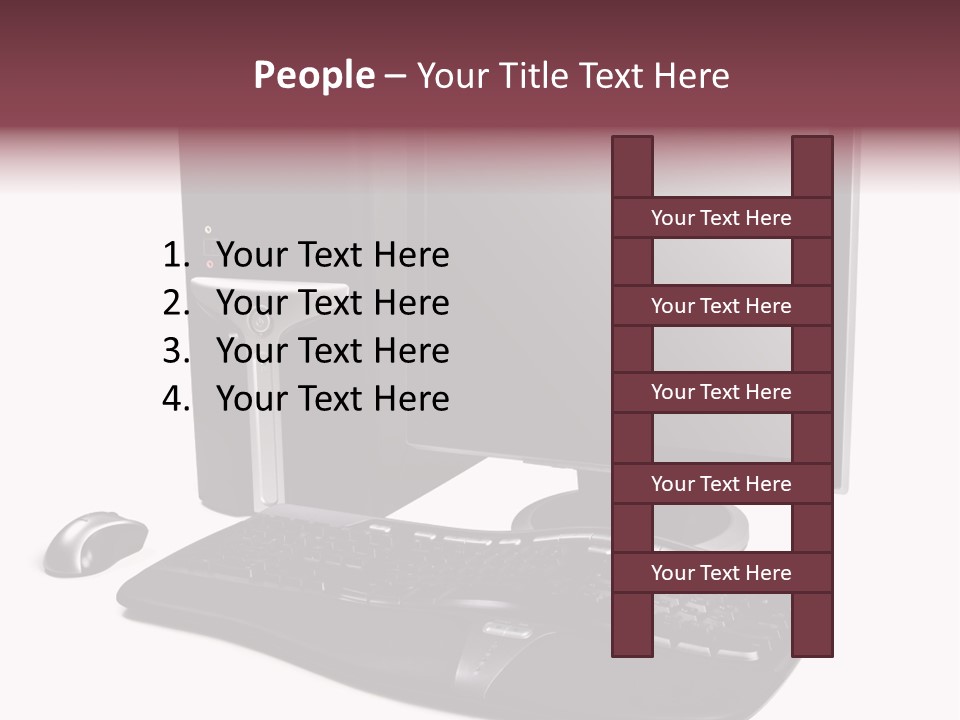 Modern Black Desktop Computer Isolated On A White Background PowerPoint Template