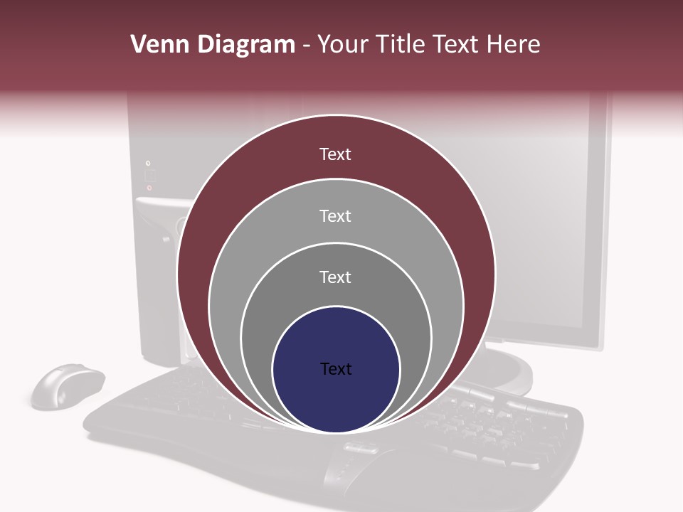 Modern Black Desktop Computer Isolated On A White Background PowerPoint Template