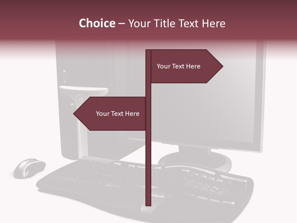 Modern Black Desktop Computer Isolated On A White Background PowerPoint Template