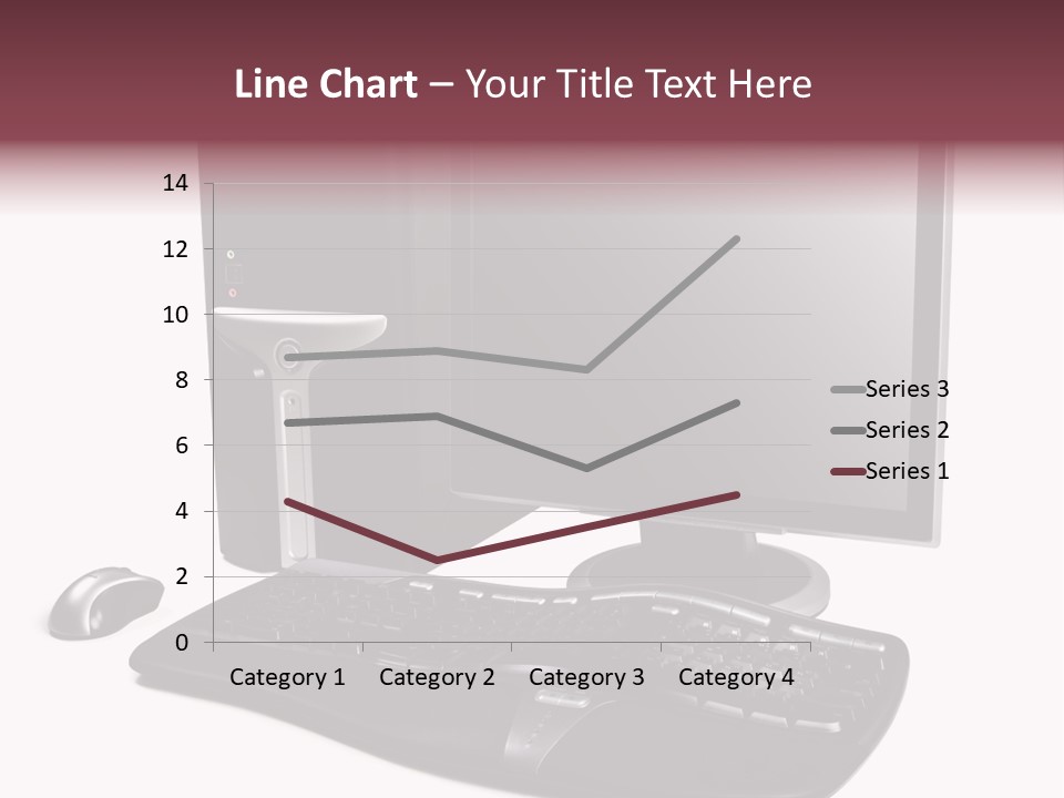 Modern Black Desktop Computer Isolated On A White Background PowerPoint Template