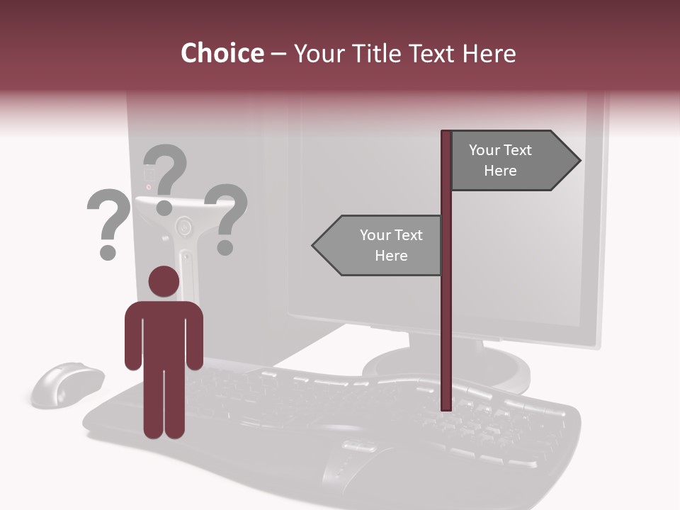 Modern Black Desktop Computer Isolated On A White Background PowerPoint Template