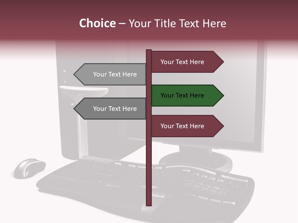 Modern Black Desktop Computer Isolated On A White Background PowerPoint Template