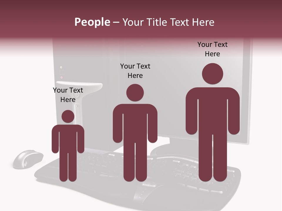 Modern Black Desktop Computer Isolated On A White Background PowerPoint Template