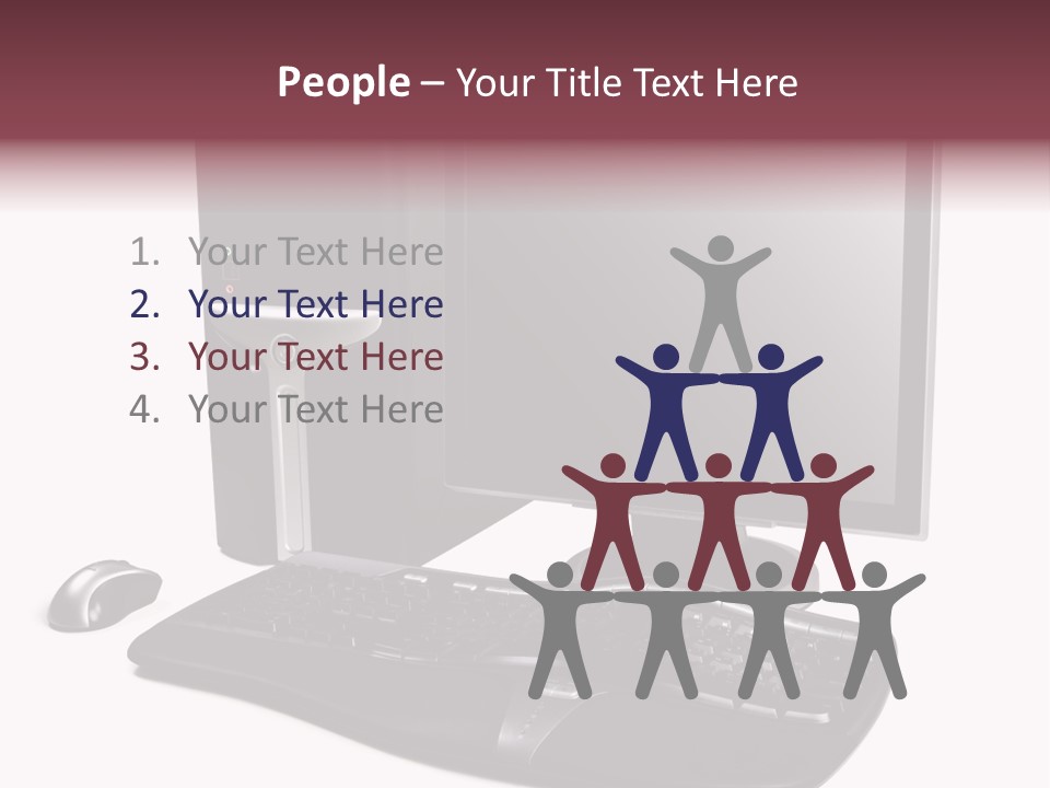 Modern Black Desktop Computer Isolated On A White Background PowerPoint Template