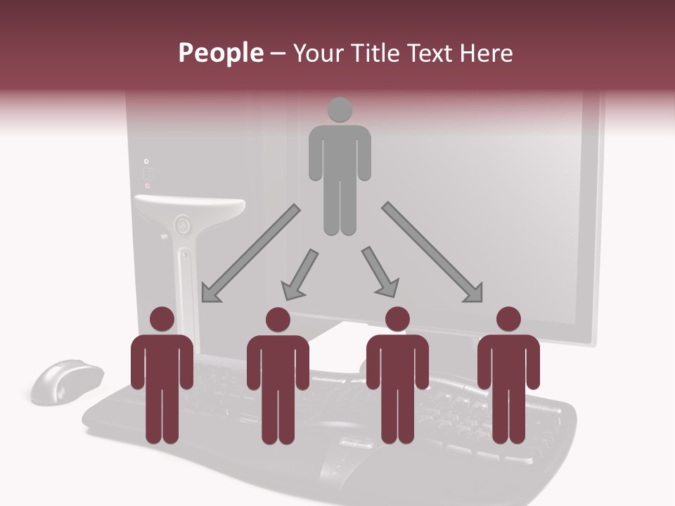 Modern Black Desktop Computer Isolated On A White Background PowerPoint Template