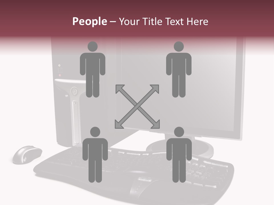 Modern Black Desktop Computer Isolated On A White Background PowerPoint Template