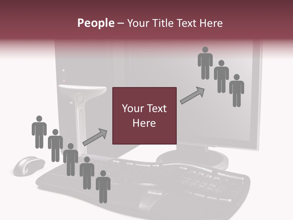 Modern Black Desktop Computer Isolated On A White Background PowerPoint Template