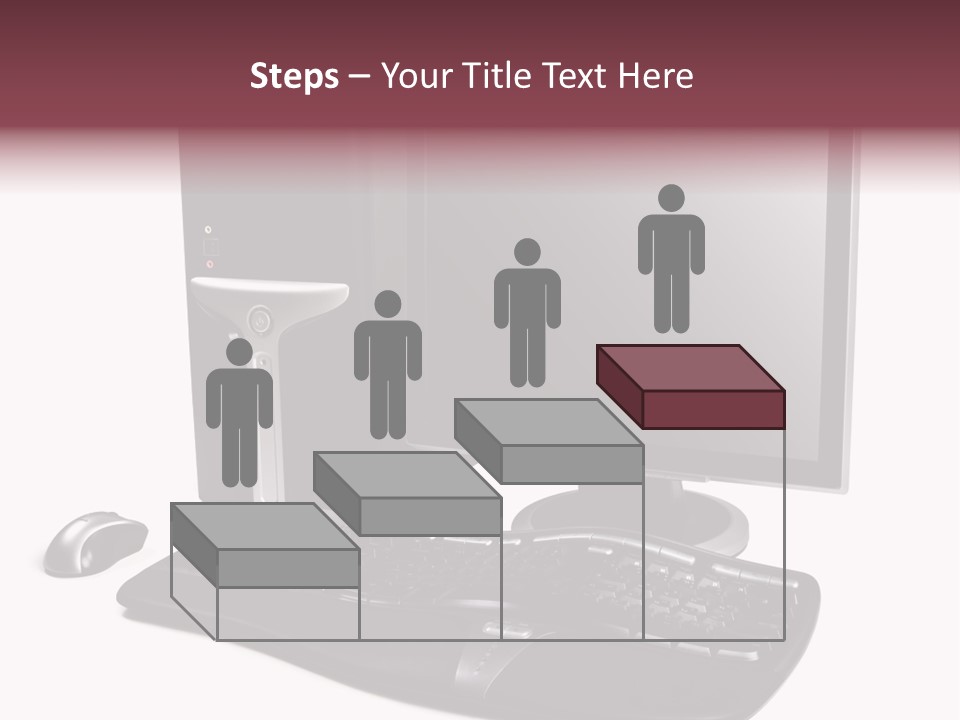 Modern Black Desktop Computer Isolated On A White Background PowerPoint Template