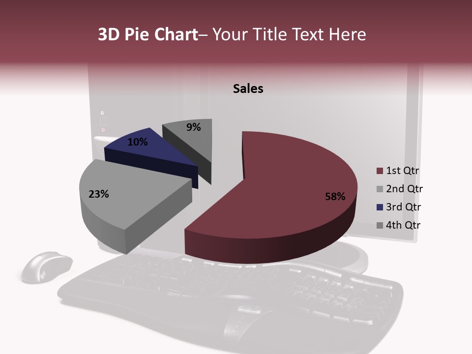 Modern Black Desktop Computer Isolated On A White Background PowerPoint Template
