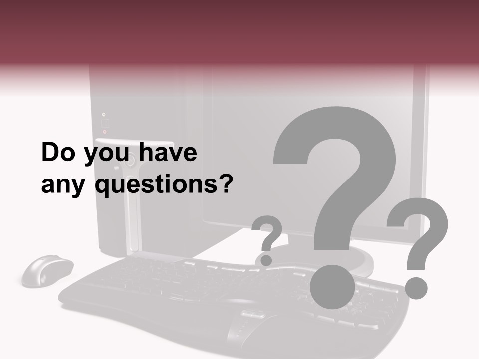 Modern Black Desktop Computer Isolated On A White Background PowerPoint Template