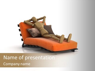 3D Illustration Of An Artist's Mannequin Relaxing On A Chaise Longue. PowerPoint Template