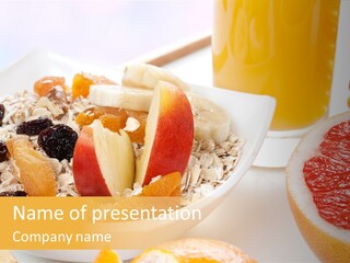 Healthy Breakfast With Fruits And Juice PowerPoint Template