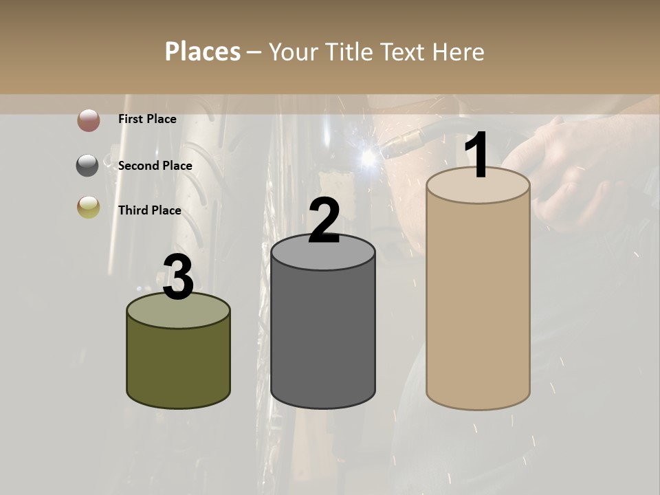 Welder Working On The Metal Fork Of A Motorcycle PowerPoint Template