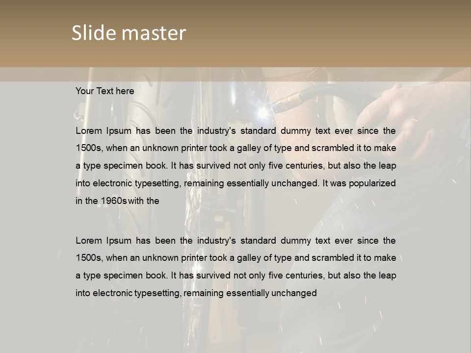 Welder Working On The Metal Fork Of A Motorcycle PowerPoint Template