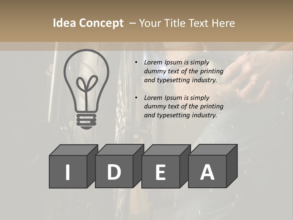Welder Working On The Metal Fork Of A Motorcycle PowerPoint Template