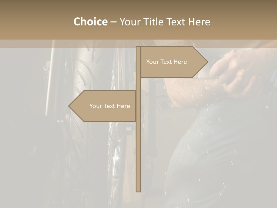 Welder Working On The Metal Fork Of A Motorcycle PowerPoint Template