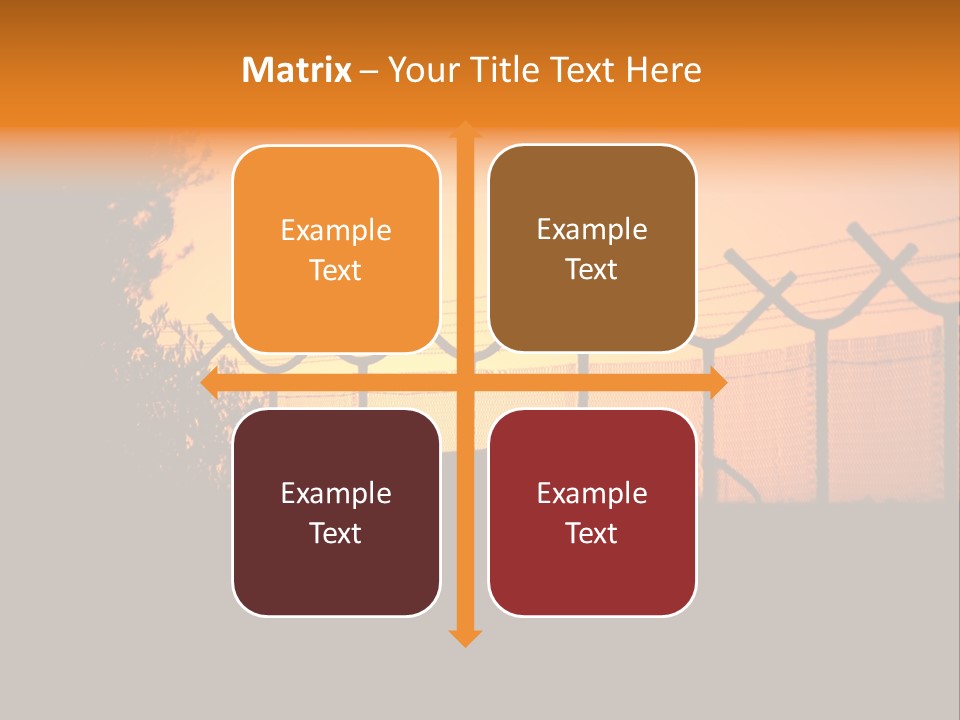 Barbed Wire Perimeter Fence At Sunrise. PowerPoint Template