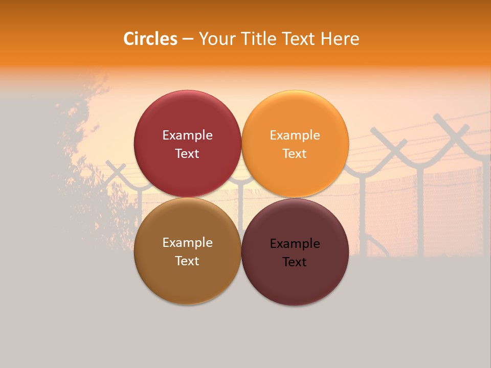 Barbed Wire Perimeter Fence At Sunrise. PowerPoint Template