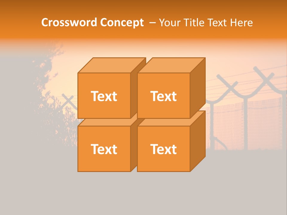 Barbed Wire Perimeter Fence At Sunrise. PowerPoint Template