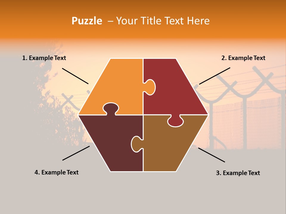 Barbed Wire Perimeter Fence At Sunrise. PowerPoint Template
