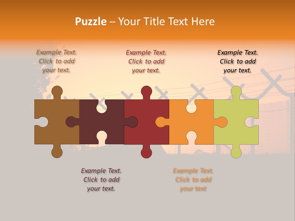 Barbed Wire Perimeter Fence At Sunrise. PowerPoint Template