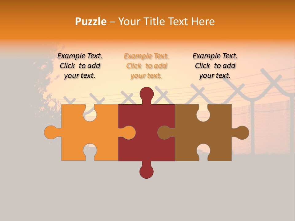 Barbed Wire Perimeter Fence At Sunrise. PowerPoint Template