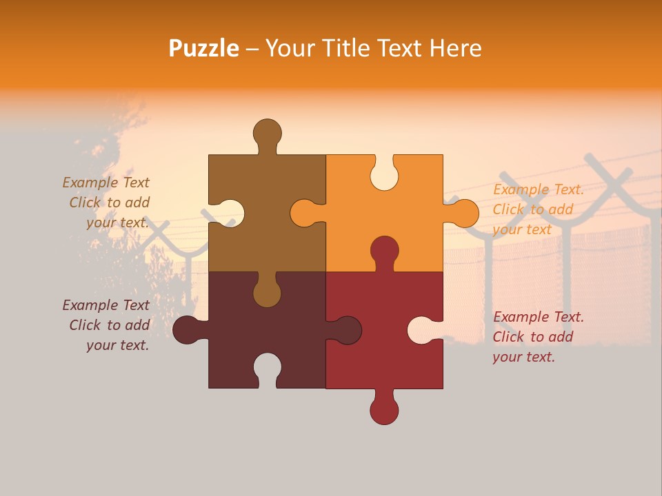 Barbed Wire Perimeter Fence At Sunrise. PowerPoint Template